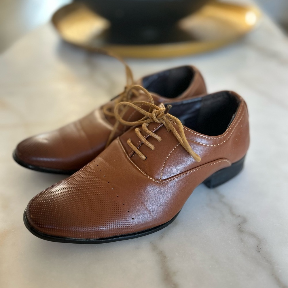 Adolfo Boys classic leather brown shoes 13